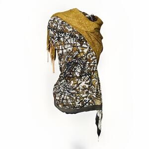 Scarf Shawl Split Pattern Half Camouflage Wood Sheer Long Layering Sheer Tassel